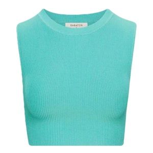 Aritzia Babaton Sculpt Knit Muscle Cropped Tank in Turquoise Blue